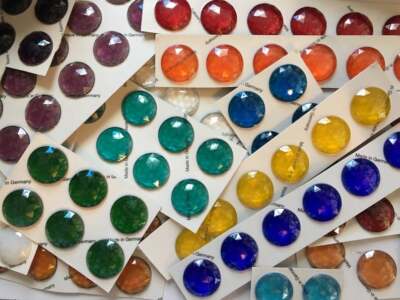 One (1) 30mm Faceted Glass Jewel for Stained Glass ~ 18 Colors Available!!
