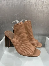 BCBG MAX AZARIA Brown Woven Leather Open Toe Heeled Sandals Women's Sz 7.5B Z14