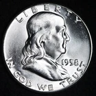 GEM BU UNCIRCULATED UNC MS 1958 SILVER FRANKLIN HALF DOLLAR BRILLIANT LUSTER