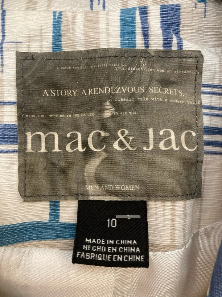 Mac & Jac White Blue Patterned Trench Jacket with pearlescent buttons size 10 - Изображение 4 из 4