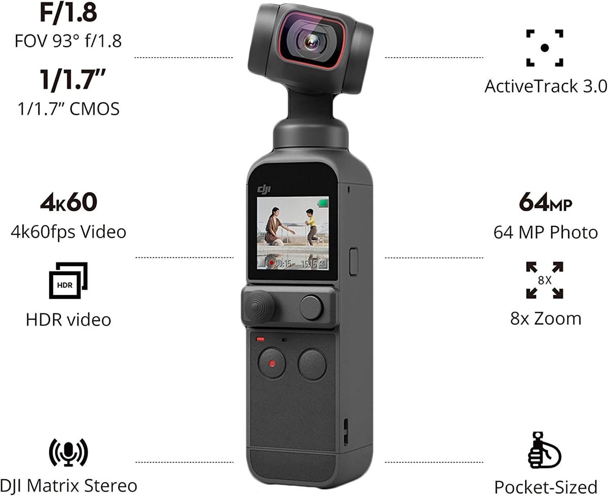 DJI Pocket 2 Creator Combo Video Camera 4K 1/1.7”CMOS 64MP for