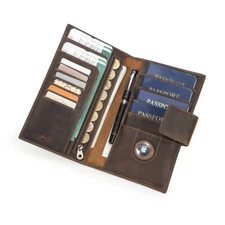 Leather RFID 4 Passport Holder Clutch Bag Wallet AirTag Travel Card Slot