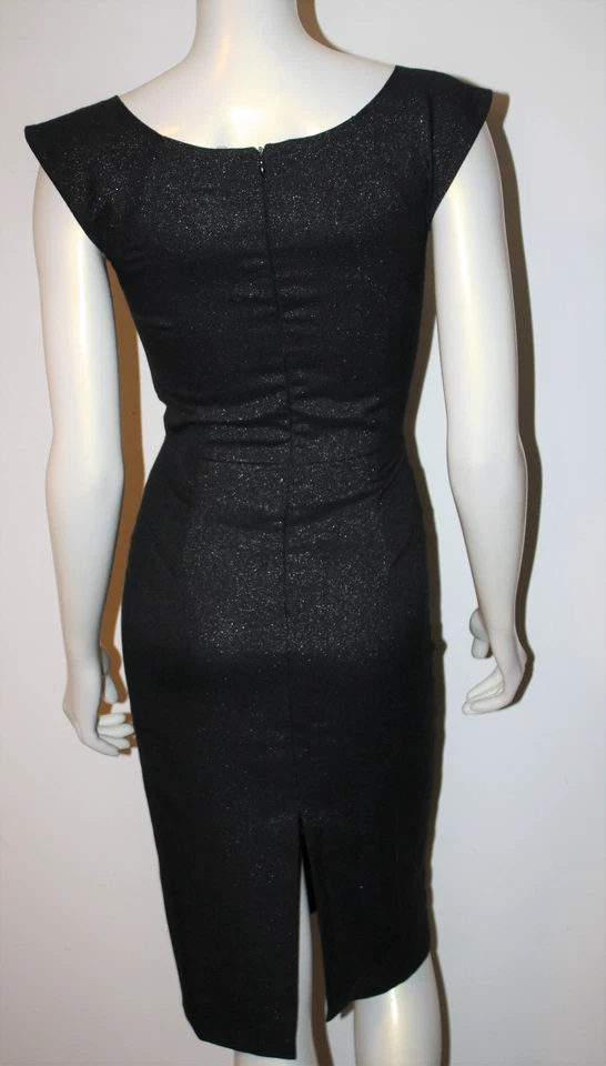 TRACY REESE Dress S 0 2 4 Evening Black Shimmer Sleeveless Rhinestone Trim - Image 3 of 4