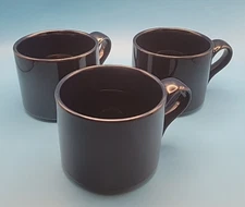 3 Dansk Bistro Bisserup Blue Flat Cup Mug Stackable Dark Cobalt Blue 2.75"