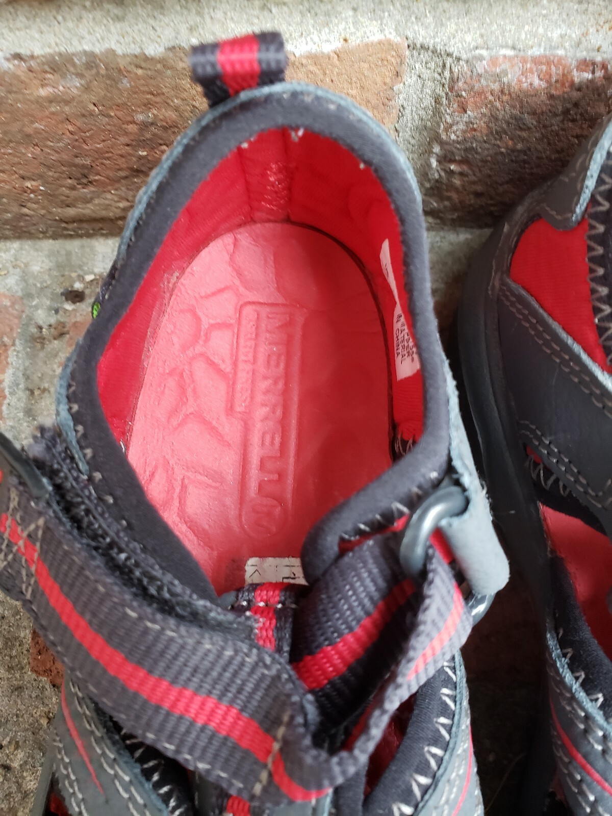 Merrell Hydro Sport Sandalo Grande Bambino Ragazzo 12 M Scarpa Escursione Acqua Grigio Rosso