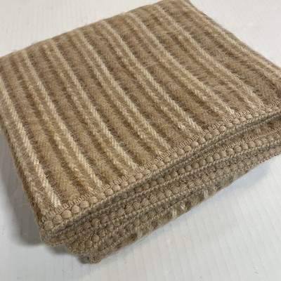 Mon Repos 100% APLACA Throw Blanket Brown Tan Stripes Made In Peru 42  X 34 