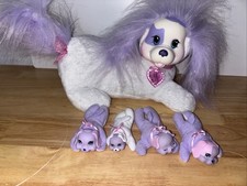 Puppy Surprise Stuffed Plush Mommy Baby Dog 4 Puppies White Purple Pink