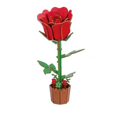 .>3D Holzbausteine zusammengebaut Rosenstrauß Handarbeit Valentinstag F0K3