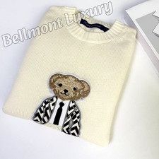 POLO RALPH LAUREN Fashion Polo Bear Knit Sweater Cream Women's Medium NWT