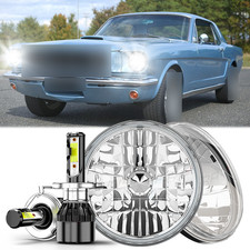 Pair Fits 1965 -1973 Ford Mustang 7 Inch Round Led Headlights Hilo Beam