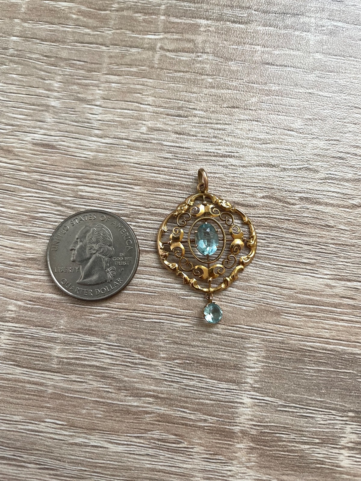 Stunning Antique 9ct Solid Gold Blue Paste Stone … - image 2