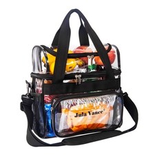 Stadium Approved Double Decker Crossbody Clear Work bag Transparent PVC Lunch...