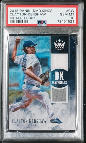 Pop1 GAME USED 2018 Panini DK Materials Clayton Kershaw Psa 10 