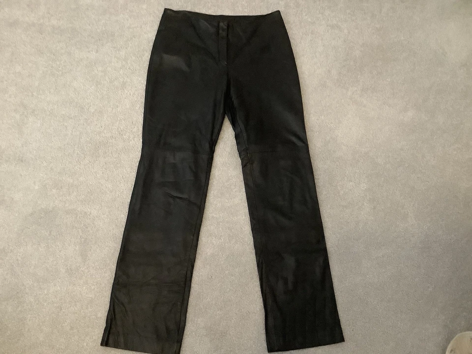 BRANDON THOMAS Pantalones de Cuero para Mujer 100% Niño Cuero Negro Talla 8 (32/30) Foto 2 de 4