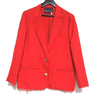 LANVIN Cut-off Single Breasted Tailored Jacket, Size 40, Red Women USED