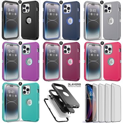 For Apple iPhone 14/Plus/Pro/Pro Max Case Cover Hybrid / Glass Screen Protector