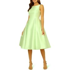 Adrianna Papell Aloe Mist Green Mikado Fit & Flare Midi Dress Size 8 $169
