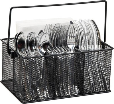 Mind Reader Utensil Holder, Silverware Organizer, Caddy, Cutlery Black 