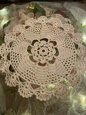 Platzdeckchen Omas Häkeldeckchen Handarbeit Beige Vintage Retro