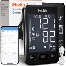 Smart Bluetooth Blood Pressure Monitor Large Cuff LCD Display Dual Power