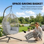 Outsunny Hanging Egg Chair, Rattan Swing Chair with Stand, Grey Refurbished