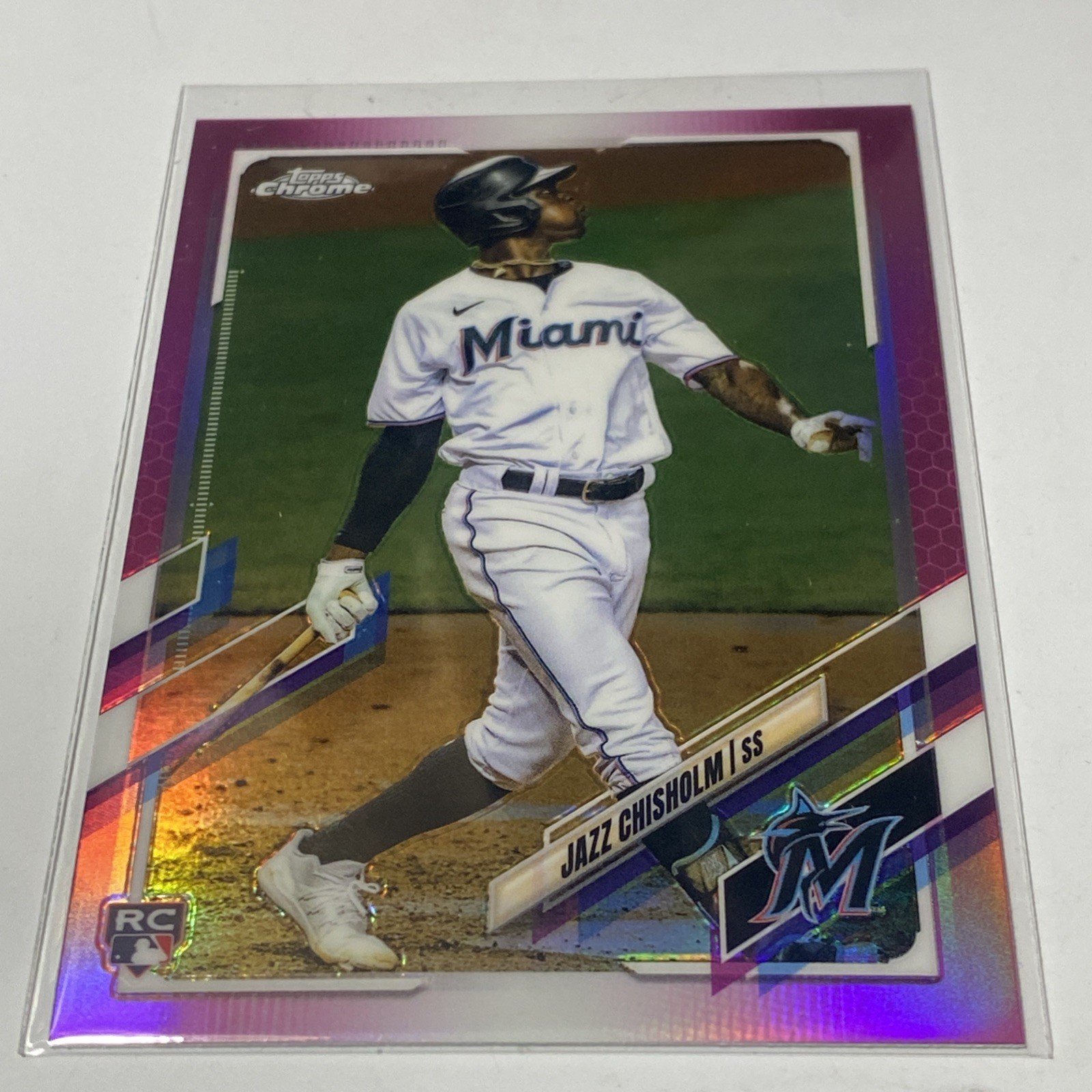 2021 Topps Chrome #144 Jazz Chisholm Pink Refractor RC