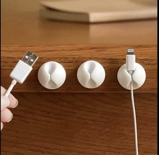 5x Mini Cable Tidy Clips–Wire Organiser Holders for Desk, USB, Charger Leads