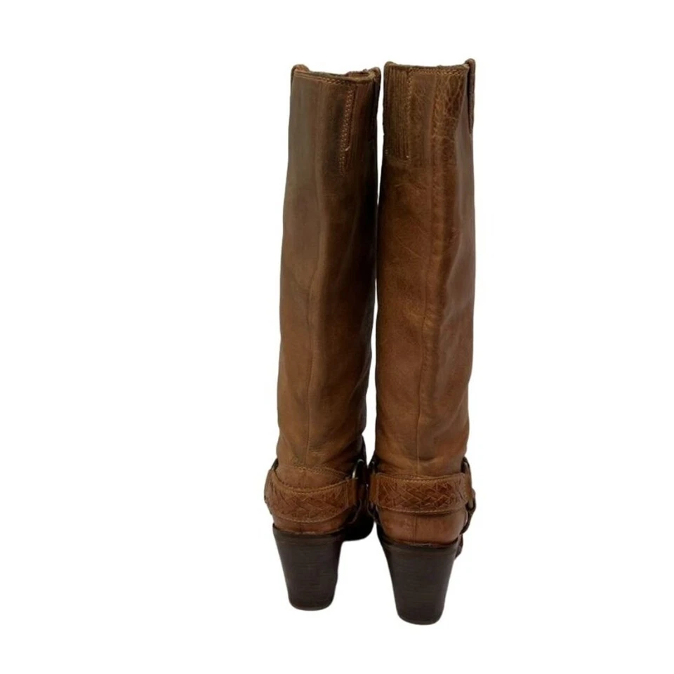 Lucky Brand Boots Ethelda Brass harness Tall Block Heel Knee High Western - Image 4 of 4