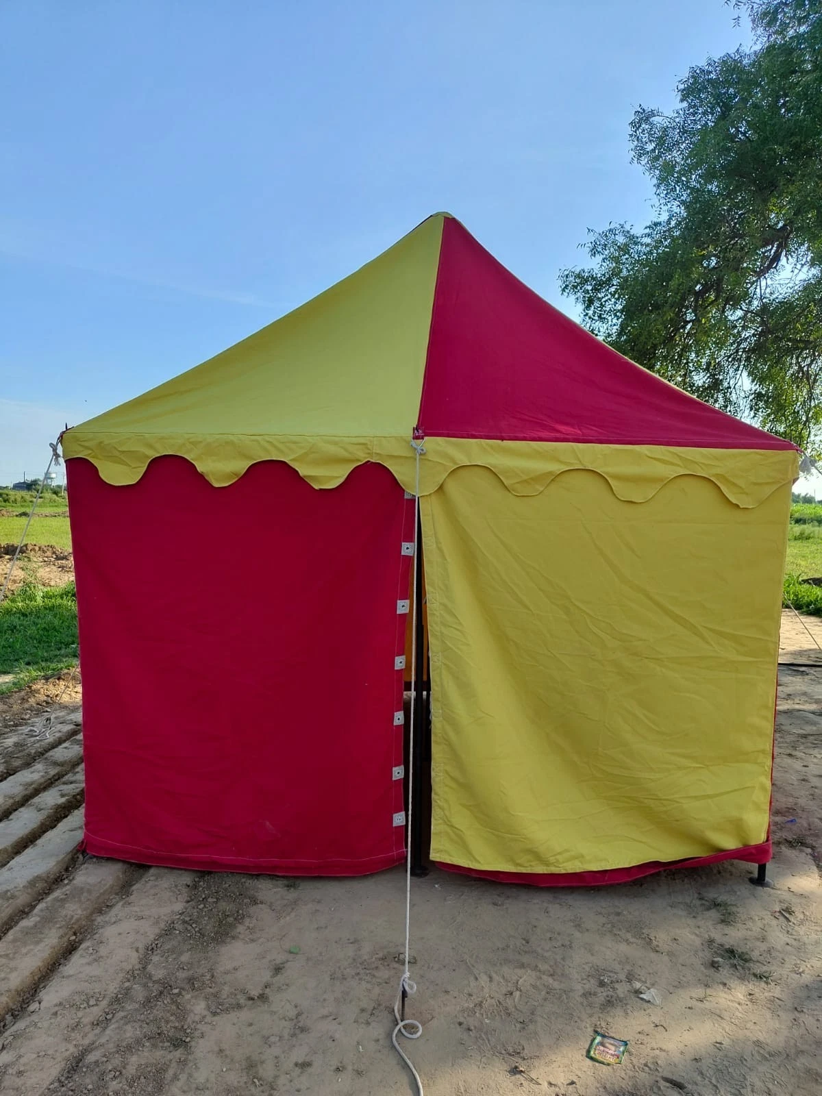 Weekend Sale Camping Tent Medieval square Red Yellow water proof Functional Tent