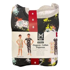 Member's Mark Boys 4 Piece Super Soft Organic Cotton Pajama Set Gaming, 4T