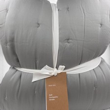 NEW West Elm Full Queen Silky TENCEL  Crescent Stitch Quilt Aegean Luxury