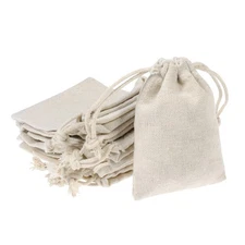 ROSENICE 10PCS Linen Jute Drawstring Gift Bags Sacks Party Favors 8 * 10cm