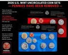 Qty 10 - 2026 Uncirculated Coin Mint Sets P&D  "NO CENT PENNY"  Lot of 180 coins — photo 2