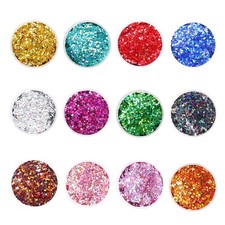 1mm Holographic Hexagon Chunky Glitter for Craft,12 Colors Assorted Chunky Gl...