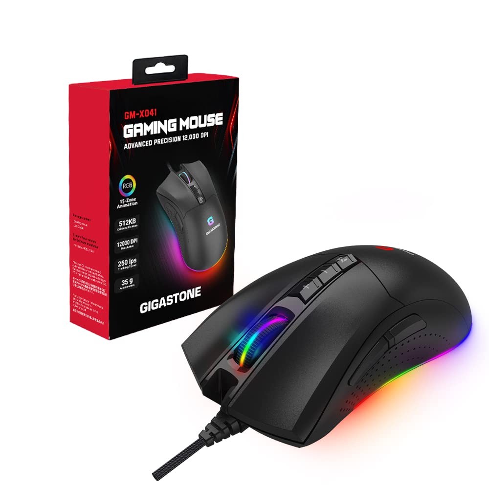 Gigastone 12K DPI Wired Gaming Mouse with Adjustable RGB Lighting-image