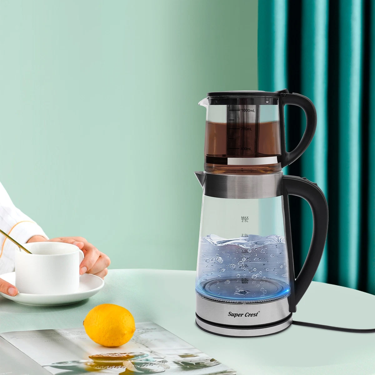 Fdit 1.5L / 2L Stainless Steel Stove-top Teiera Caffettiera Bollitore per acqua calda con filtro(2L