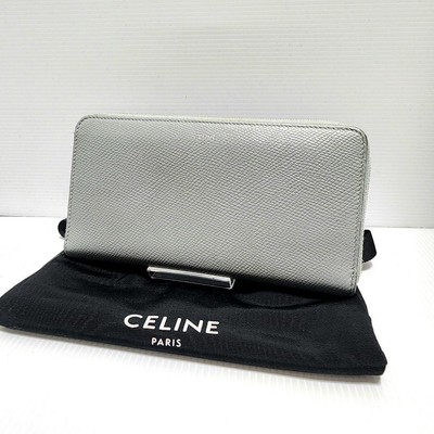 Celine Long Wallet Round Mint Green Leather Silver Logo From Japan Seller