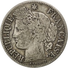 [#91186] Coin, France, Cérès, 2 Francs, 1871, Bordeaux, VF, Silver, KM:817.2