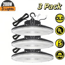 3Pack 200W UFO LED High Bay Light Warehouse Shop Gym Industrial Lighting 28000LM