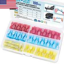 100 Pcs Nylon Spade Quick Disconnect Connectors Kit, Electrical Insulated Termin