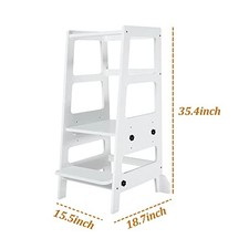 WHITE - ZYTTY TODDLER STEP STOOL TODDLER KITCHEN STOOL, ADJUSTABLE-HEIGHT