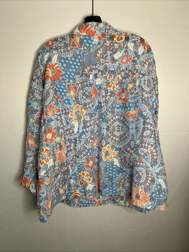 Ruby Rd Women's 24W Blue Colorful Semi Sheer Button Jacket W/Pockets NWOT - Picture 2 of 10