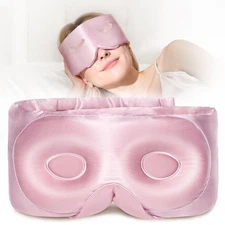 BeeVines 100% Pure Silk 3D Contoured Eye Mask 22 Momme Mulberry Sleep Mask fo...