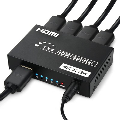 TCNEWCL 4K HDMI Splitter 1 in 4 Out Gleichzeitig 1x4 Audio Video HDMI Verteiler
