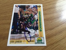 1991-92 Upper Deck Eddie Johnson Signed Basketball Card SuperSonics Illinois