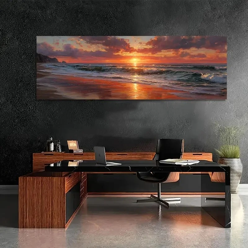Panoramic Ocean Sunset Canvas Painting Canvas Wall Art Home Decor