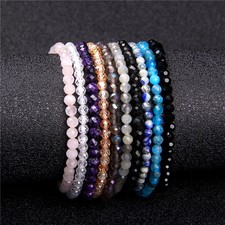 Minimalist Healing 4mm Tiny crystal stone Beads Bracelets Unisex Natural Charoit