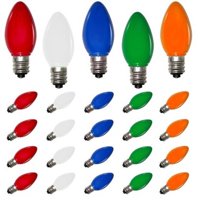 SUNSGNE 25 Pack C7 LED Multicolor Christmas Replacement Light Bulbs for Christma