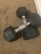 CAP Barbell, 15lb Coated Rubber Hex Dumbbell, Pair set 2