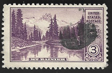 Scott# 742 3c Mt. Rainier National Park with Handstamped Cancel - (A-1)